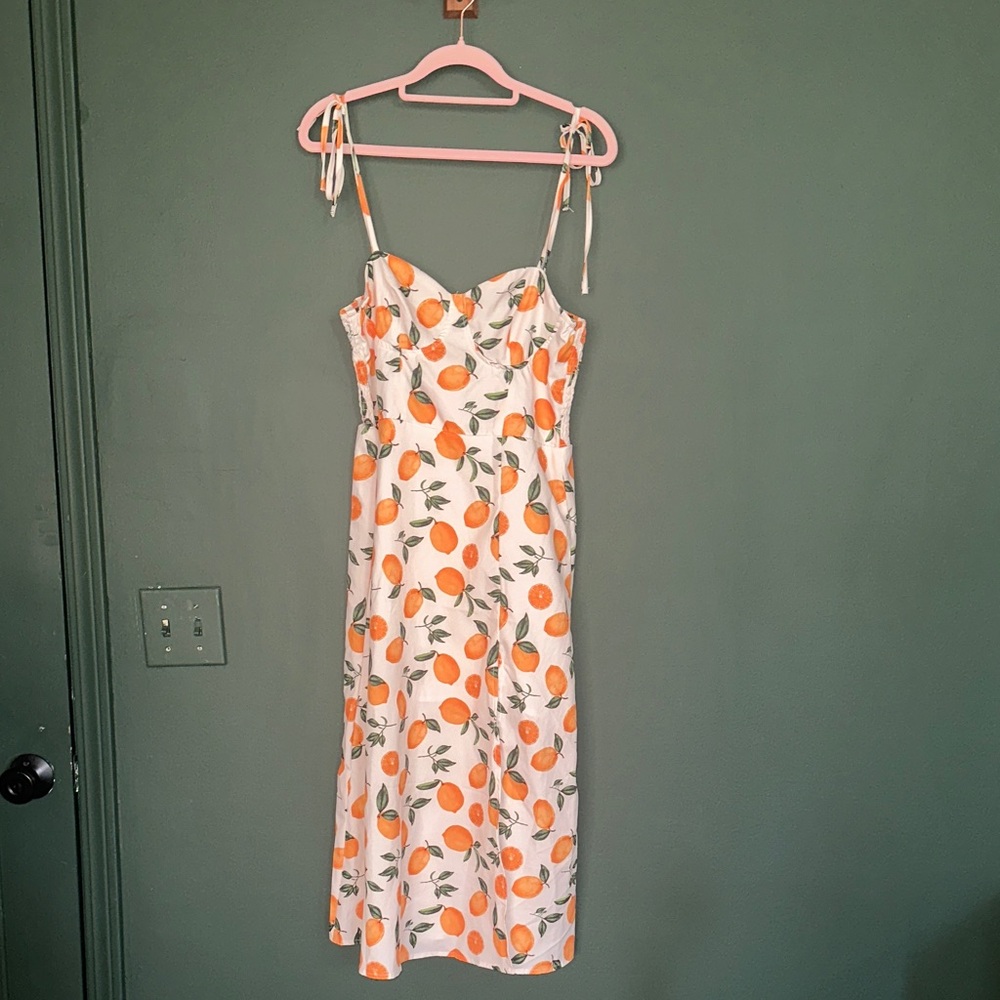 Orange Print Sleeveless Dress